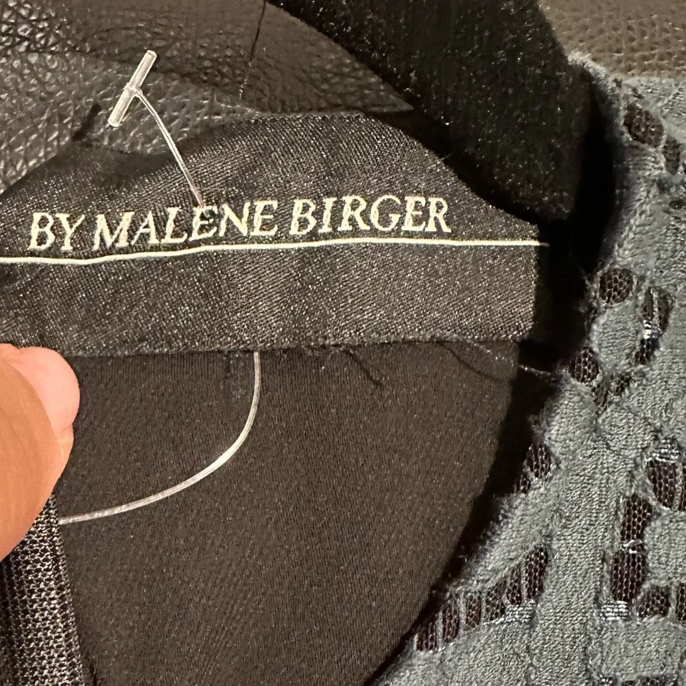 Malene Birger Green Black Lace Long Sleeve Peplum Blouse Vintage Chic Top 2